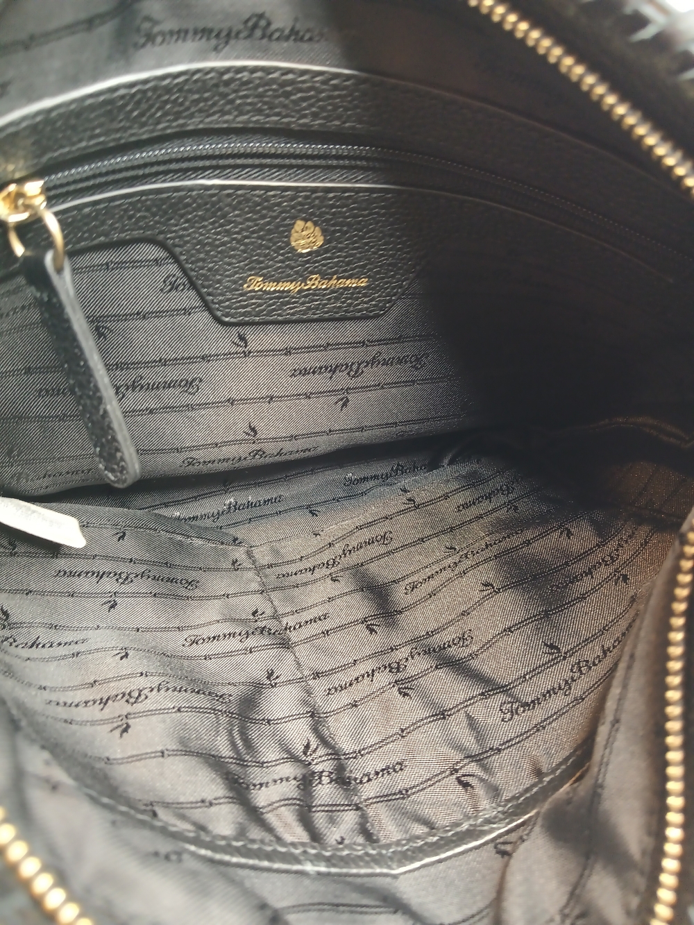 Tommy Bahama Black Leather Crossbody with Gold Hardware - Picture 5 of 5